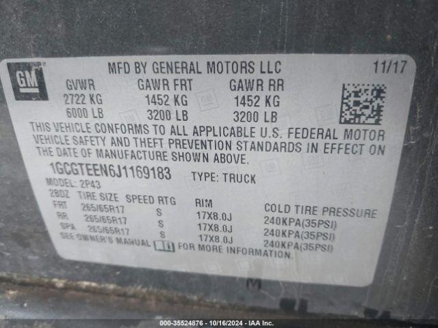 1GCGTEEN6J1169183 Chevrolet Colorado Zr2