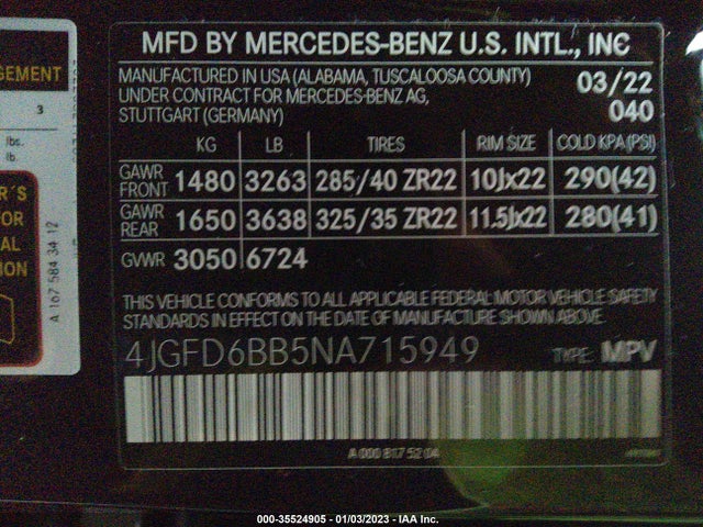 2022 Mercedes-Benz GLE-Class, VIN: 4JGFD6BB5NA715949