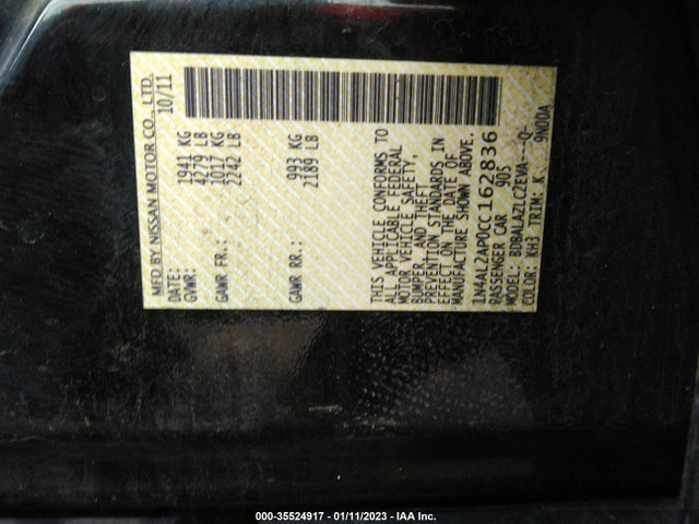 2012 NISSAN ALTIMA 2.5 VIN: 1N4AL2AP0CC162836
