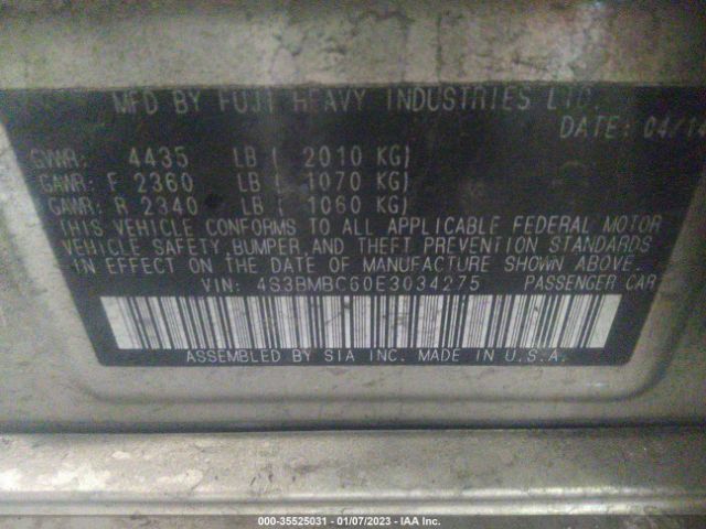4S3BMBC60E3034275 Subaru Legacy 2.5i Premium