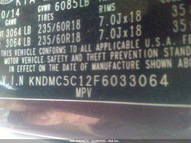 2015 Kia Sedona, VIN: KNDMC5C12F6033064