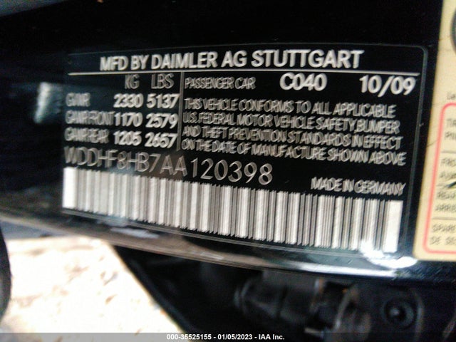 2010 MERCEDES-BENZ E-CLASS E 350 VIN: WDDHF8HB7AA120398