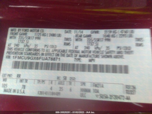 1FMCU9GX6FUA78871 Ford ESCAPE SE
