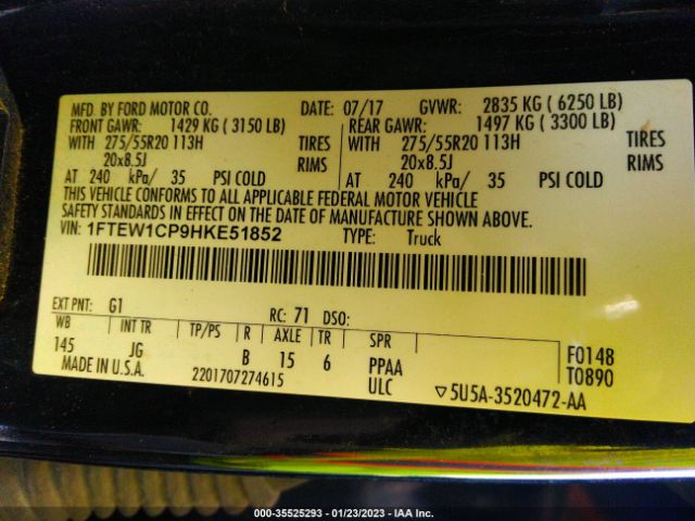 1FTEW1CP9HKE51852 Ford F-150 Xl/xlt/lariat