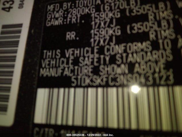 Toyota SIENNA LE 2022 5TDKSKFC3NS043123 Image 9