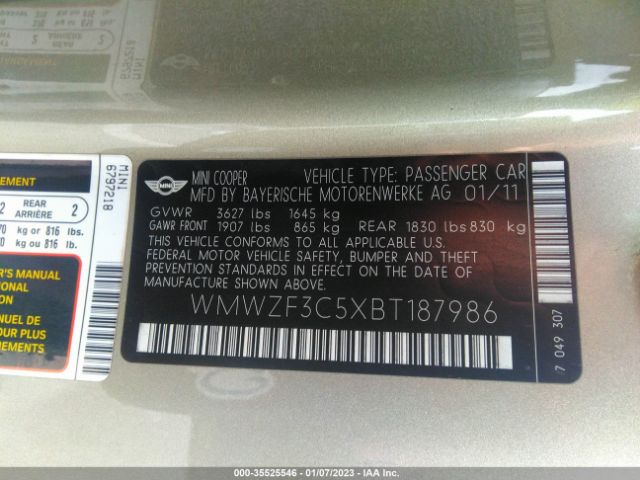 WMWZF3C5XBT187986 Mini Cooper
