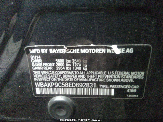 2014 BMW 5 SERIES 550I XDRIVE VIN: WBAKP9C58ED692831