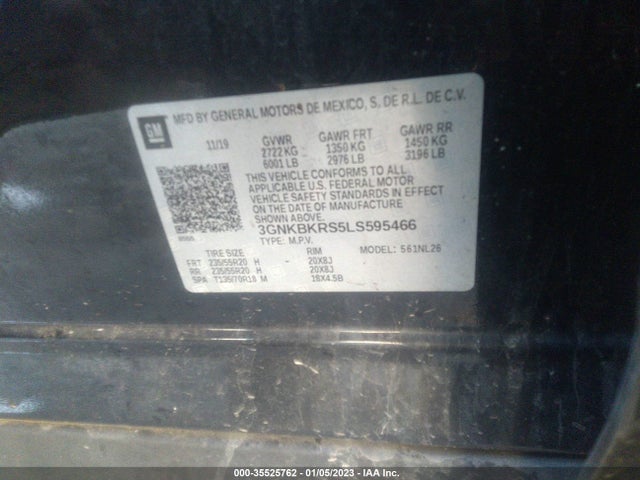 2020 CHEVROLET BLAZER RS VIN: 3GNKBKRS5LS595466