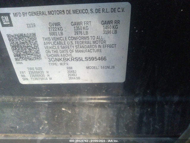 2020 CHEVROLET BLAZER RS VIN: 3GNKBKRS5LS595466