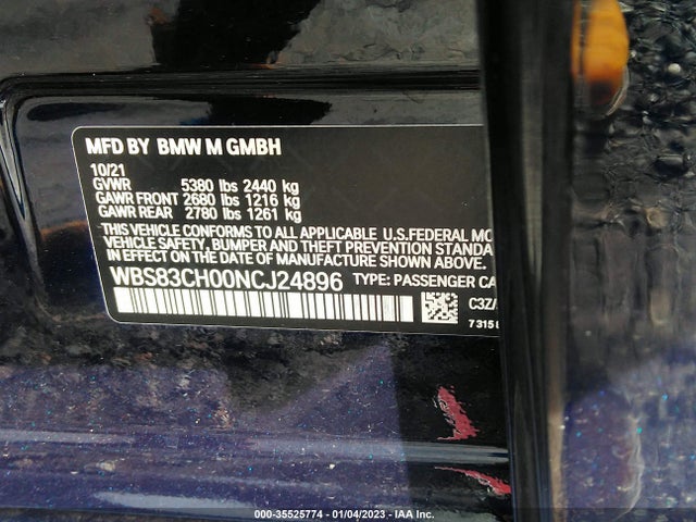 2022 BMW M5, VIN: WBS83CH00NCJ24896