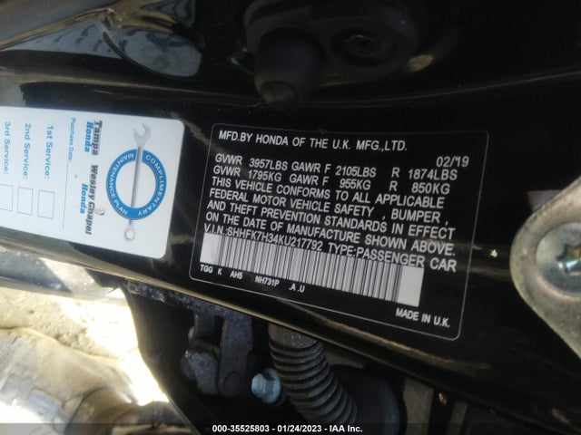 Honda Civic Hatchback Lx 2019 SHHFK7H34KU217792 Image 9