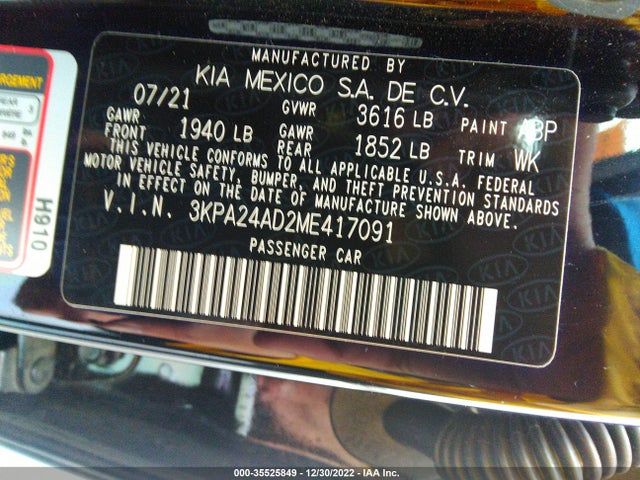 2021 Kia Rio, VIN: 3KPA24AD2ME417091