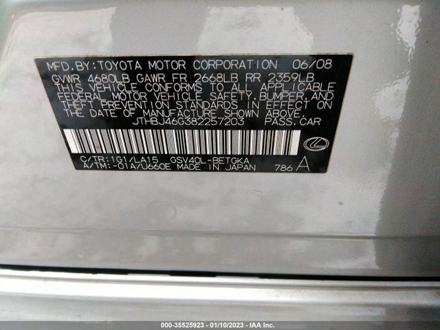 JTHBJ46G382257203 Lexus ES 350