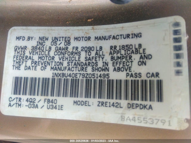 Toyota COROLLA 2009 1NXBU40E79Z051495 Image 11