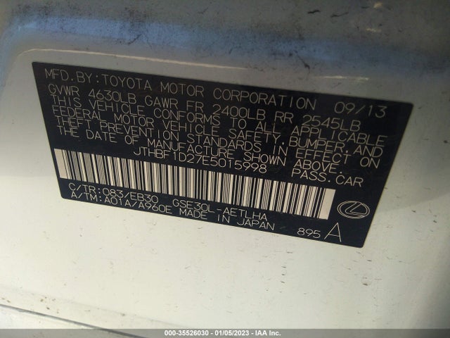 Lexus IS 250 2014 JTHBF1D27E5015998 Image 10