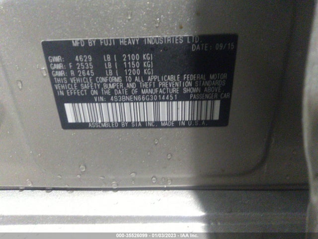 2016 Subaru Legacy, VIN: 4S3BNEN66G3014451