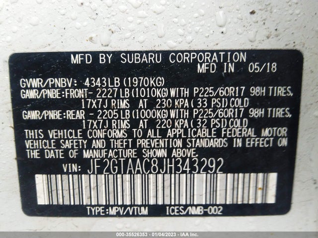 2018 Subaru Crosstrek, VIN: JF2GTAAC8JH343292