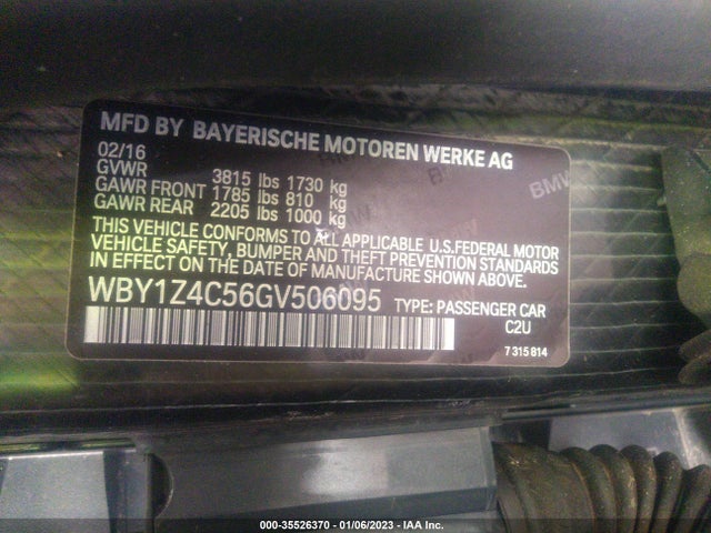 2016 BMW i3, VIN: WBY1Z4C56GV506095