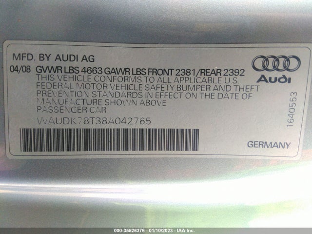 Audi A5 2008 WAUDK78T38A042765 Image 10