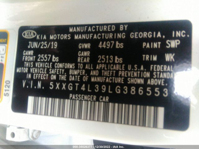 5XXGT4L39LG386553 KIA Optima Lx