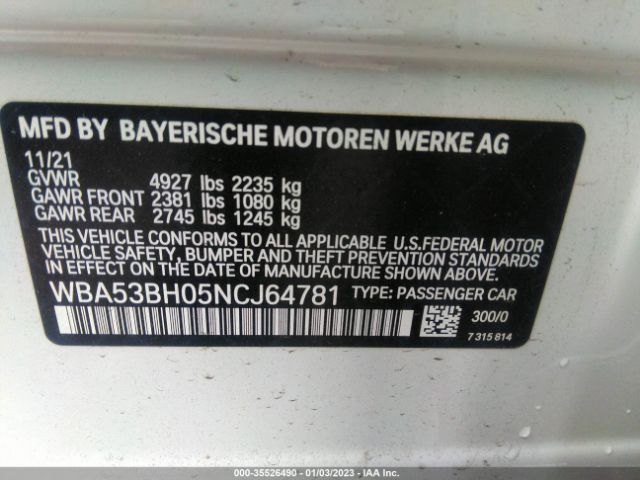 WBA53BH05NCJ64781 BMW 5 Series 530i