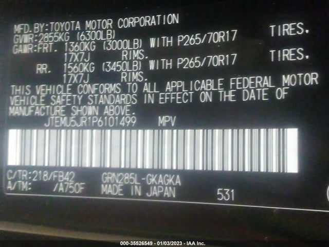 2023 Toyota 4Runner, VIN: JTEMU5JR1P6101499
