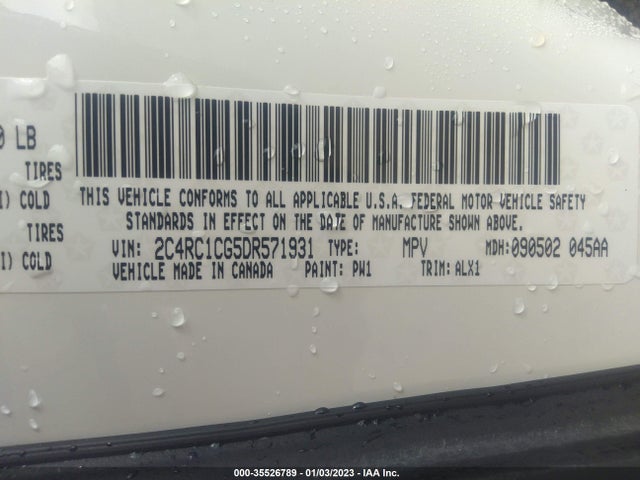 2013 CHRYSLER TOWN & COUNTRY TOURING-L VIN: 2C4RC1CG5DR571931