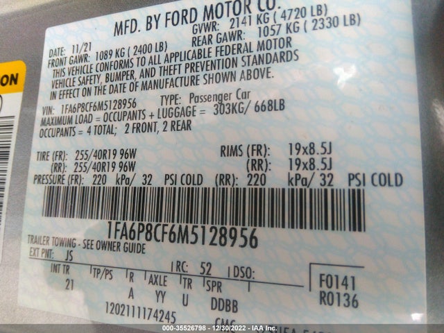2021 Ford Mustang, VIN: 1FA6P8CF6M5128956