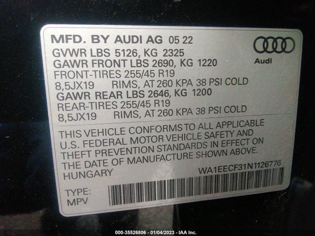 WA1EECF31N1126776 Audi Q3 S Line Premium Plus