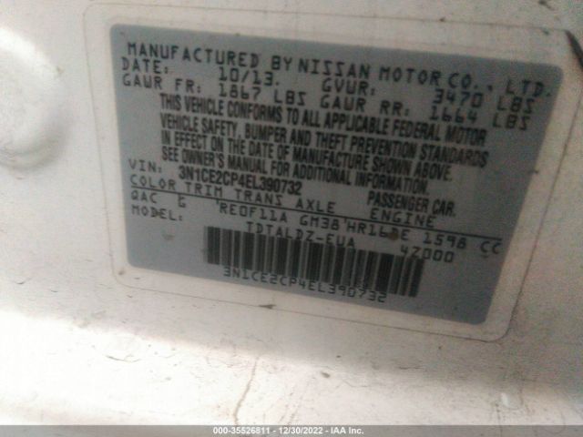 3N1CE2CP4EL390732 Nissan Versa Note Sv
