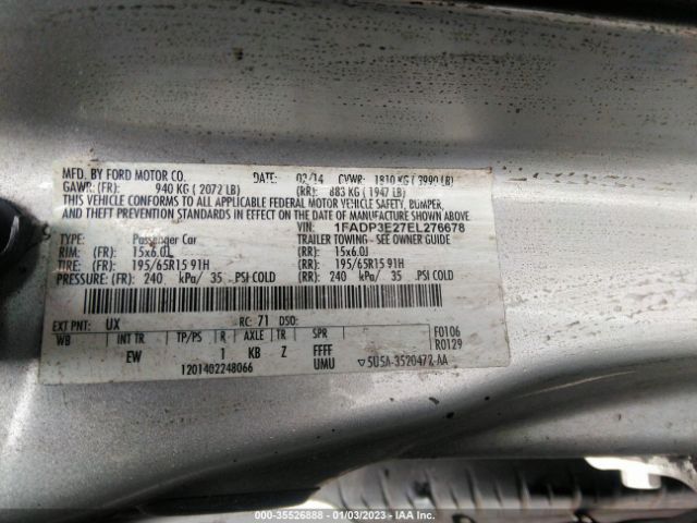 1FADP3E27EL276678 Ford FOCUS S