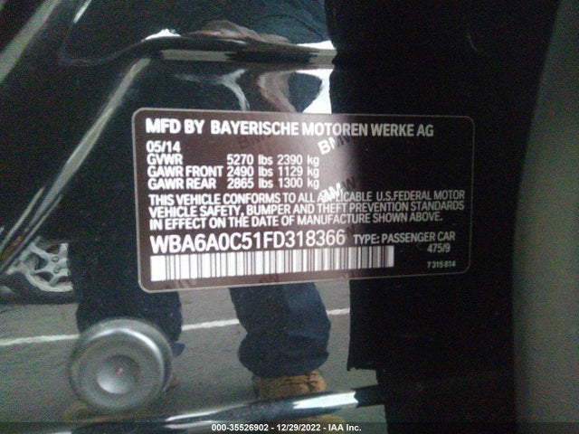 BMW 6 Series 640i 2015 WBA6A0C51FD318366 Image 11