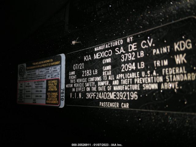 3KPF24AD2ME392196 KIA Forte Lxs