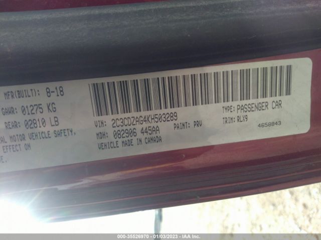 2C3CDZAG4KH503289 Dodge Challenger Sxt