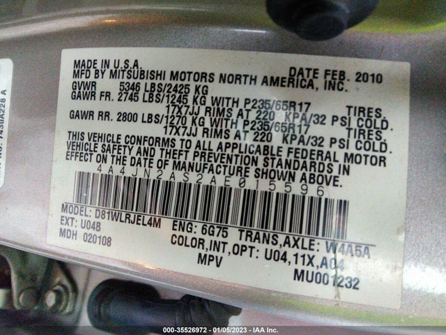 4A4JN2AS2AE015596 Mitsubishi Endeavor Ls