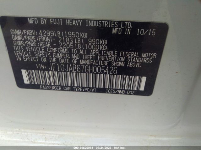 JF1GJAB67GH005426 Subaru Impreza Sedan Premium