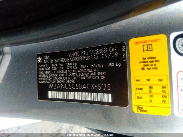 BMW 5 Series 528i 2010 WBANU5C50AC365175 Image 9