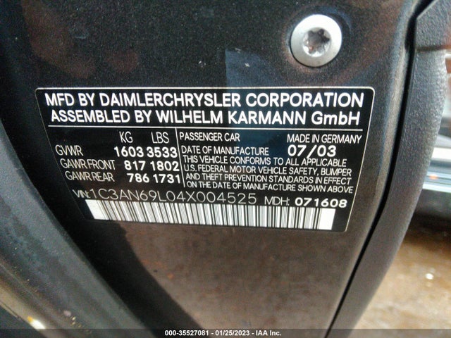 2007 CHRYSLER CROSSFIRE LIMITED VIN: 1C3LN69L67X071241