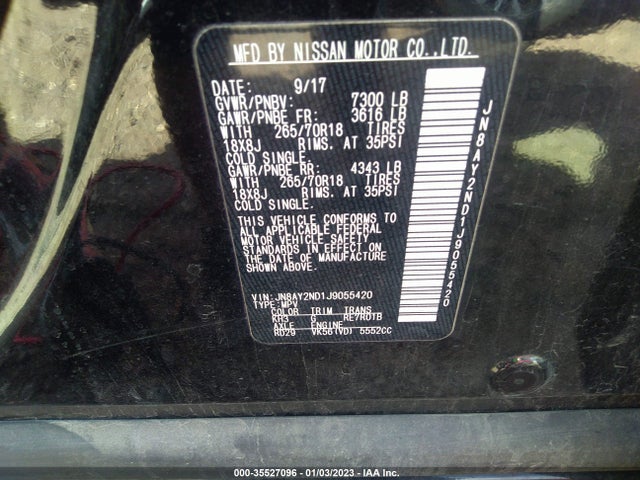 Nissan ARMADA SV 2018 JN8AY2ND1J9055420 Image 11