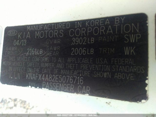 KNAFX4A82E5076716 KIA FORTE EX