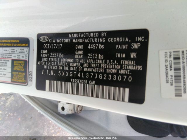 5XXGT4L37JG233070 KIA Optima S