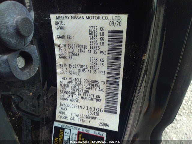 2020 Nissan Frontier, VIN: 1N6ED0CE3LN716106
