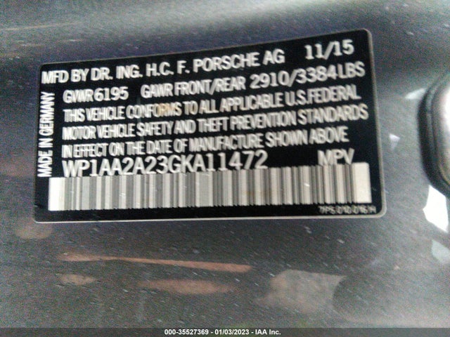 2016 Porsche Cayenne, VIN: WP1AA2A23GKA11472