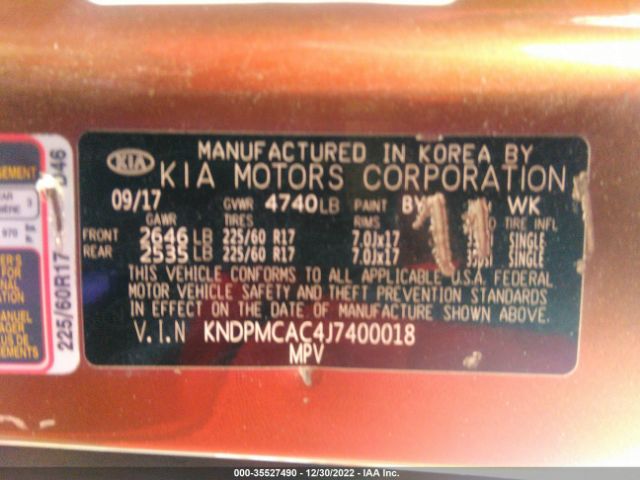 KNDPMCAC4J7400018 KIA Sportage Lx