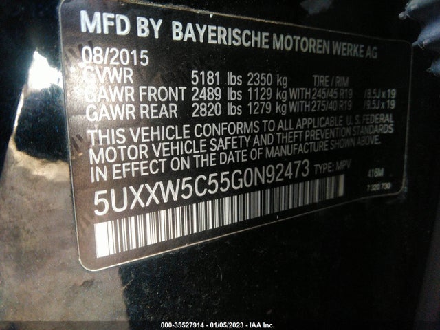 2016 BMW X4, VIN: 5UXXW5C55G0N92473