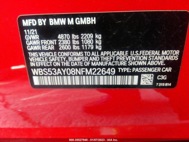 WBS53AY08NFM22649 BMW M3