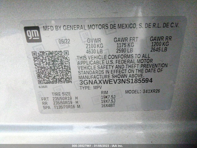 Chevrolet EQUINOX RS 2022 3GNAXWEV3NS185594 Image 9