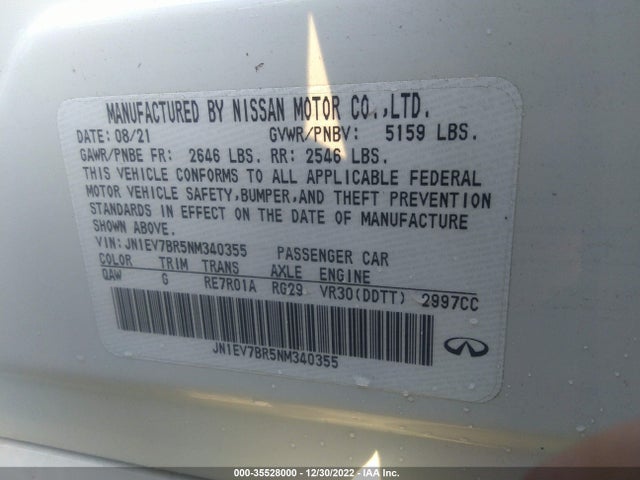 2022 Infiniti Q50, VIN: JN1EV7BR5NM340355