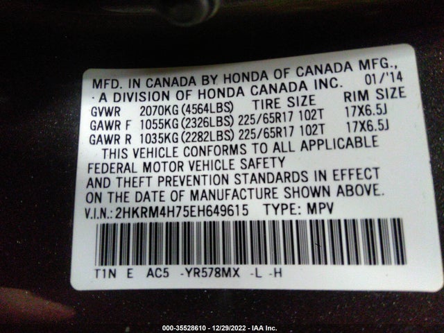 Honda Cr-v Ex-l 2014 2HKRM4H75EH649615 Image 9