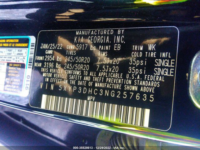 5XYP3DHC3NG257635 KIA Telluride Ex